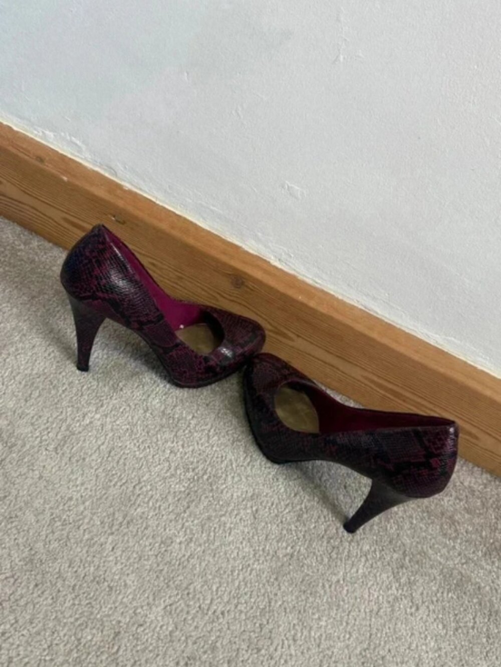 M&S Limited Collection Pink & Black Snake Print Heels Size  5.5 - Picture 4 of 5